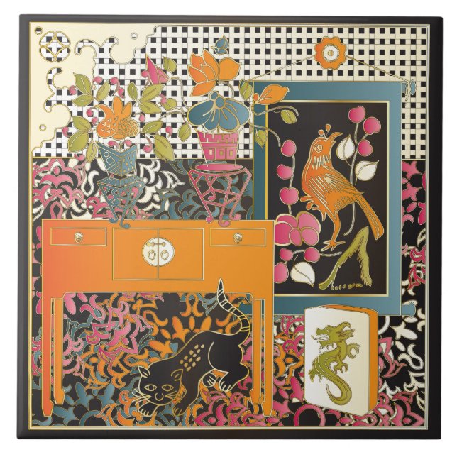 Carreau Table orange Mah Jongg (Devant)