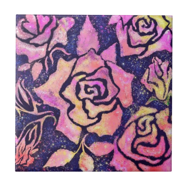 Carreau Tableau Carrelage en céramique Rose (Devant)