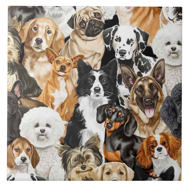 Carreau Tableau de chiens de fond (Devant)