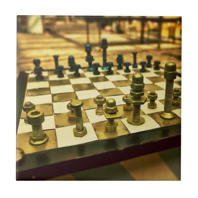 Carreau Tableau d'échecs cool avec des noeuds et des boulo (Devant)