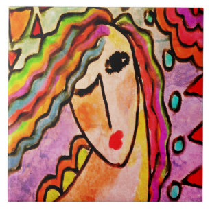 Carreau Tableau numérique Abstrait original d'une femme