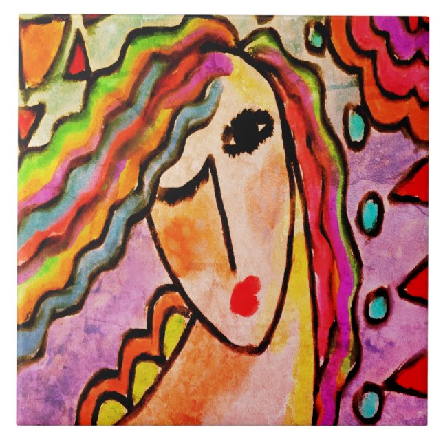 Carreau Tableau numérique Abstrait original d'une femme (Devant)