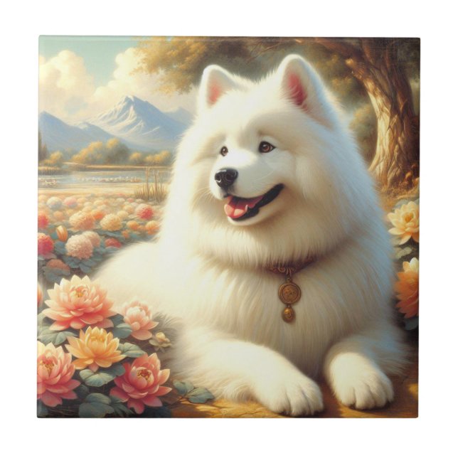 Carreau Tableau vintage Samoyed Dog (Devant)