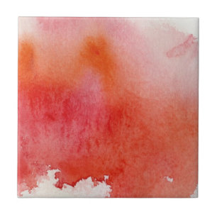 Carreau Tache rouge, peint à la main abstrait d'aquarelle