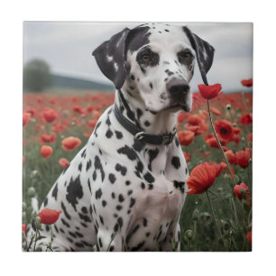 Carreau **"Taches de joie : dalmatien dans un champ de coq