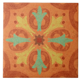 Carreau Talavera 16 Orange Rouille Aqua Méditerranée Géomé