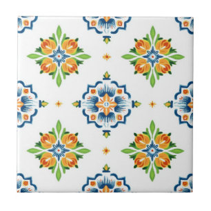 Carreau Talavera bleu bleu orange vert mexicain Espagne