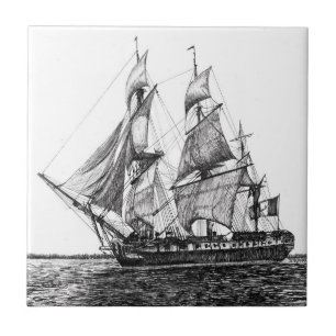 Carreau Tall Ship Hermione en céramique
