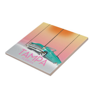 Carreau Tampa Florida affiche de voyage de style Vintage