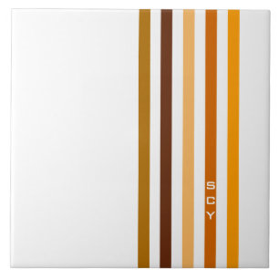 Carreau Tan Brown Orange Vertical Stripes Monogramme
