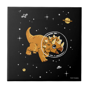 Carreau Tan Triceratops Dinos Dans L'Espace