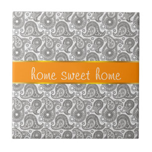 Carreau Tangerine Black Paisley