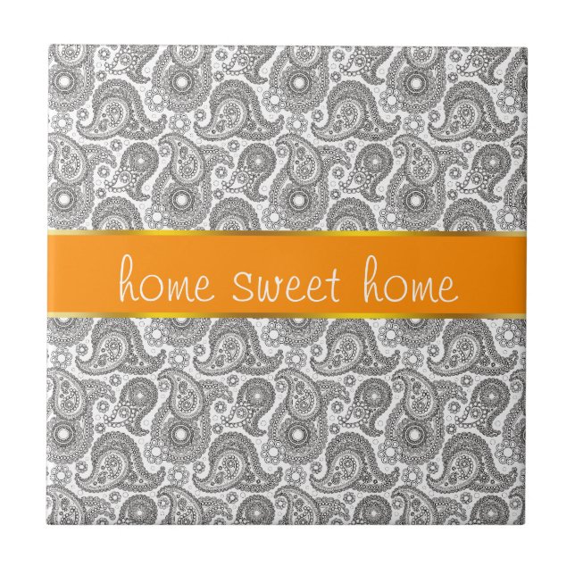 Carreau Tangerine Black Paisley (Devant)