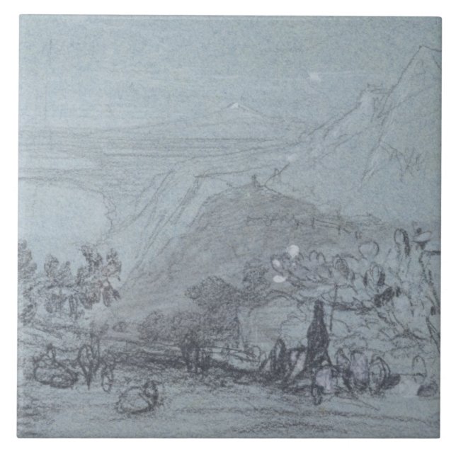 Carreau Taormina, des "vues de la Sicile" (craie et (Devant)