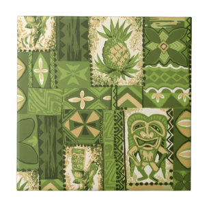 Carreau Tapa vintage hawaïen de Pomaika'i Tiki