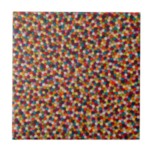 Carreau Tapis Mosaïque de Boules de Feutre Arc-en-Ciel
