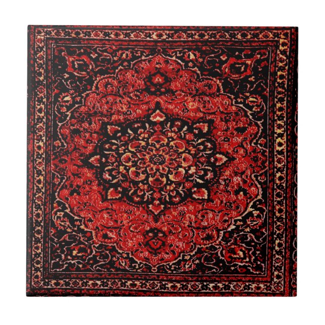 Carreau Tapis persan dans le champ teinté rose (Devant)