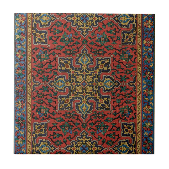 Carreau Tapis persan rouge bleu classique (Devant)