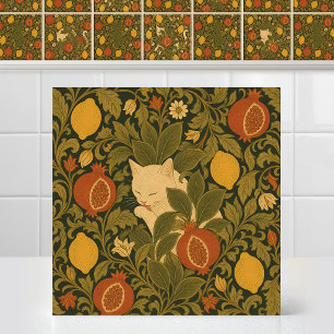 Carreau Tapisserie de William Morris Citrus Chat Motif de