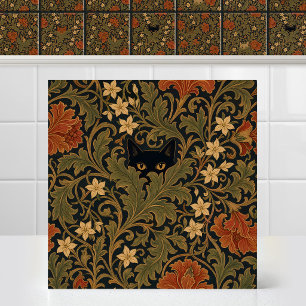 Carreau Tapisserie feuille d'acanthe de chat noir William 
