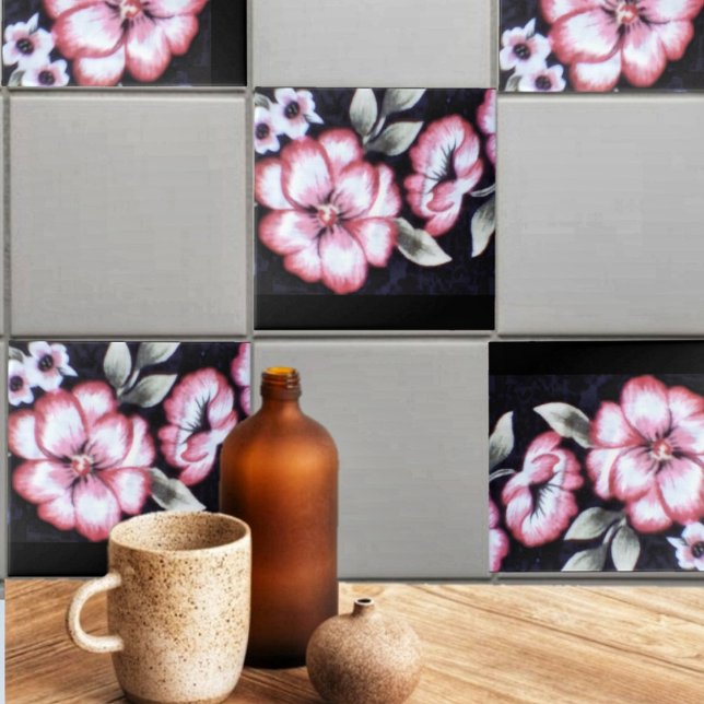 Carreau Tapisserie florale (Add a touch of the garden to your wall decor, with these May Bloom Ceramic Tiles!)