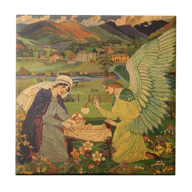 Carreau Tapisserie religieuse vintage avec Bébé Jésus Chri (Devant)