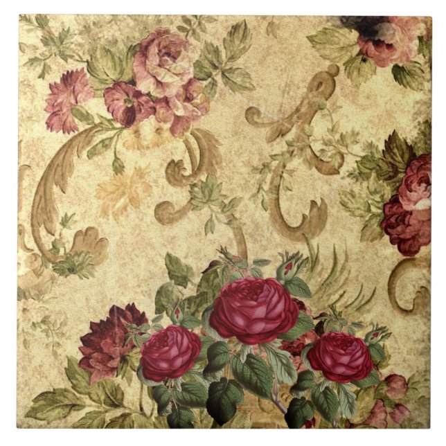 Carreau Tapisserie vintage bordeaux et or rose  (Devant)