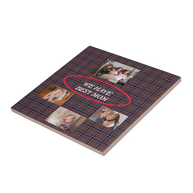 Carreau Tartan Plaid Meilleure Maman Freestyle Font (Côté)