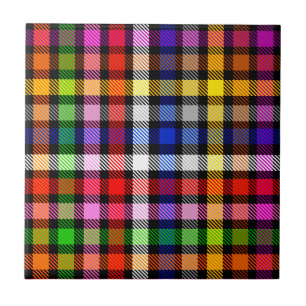 Carreau Tartan Plaid Multicolore Flannel Sur Noir
