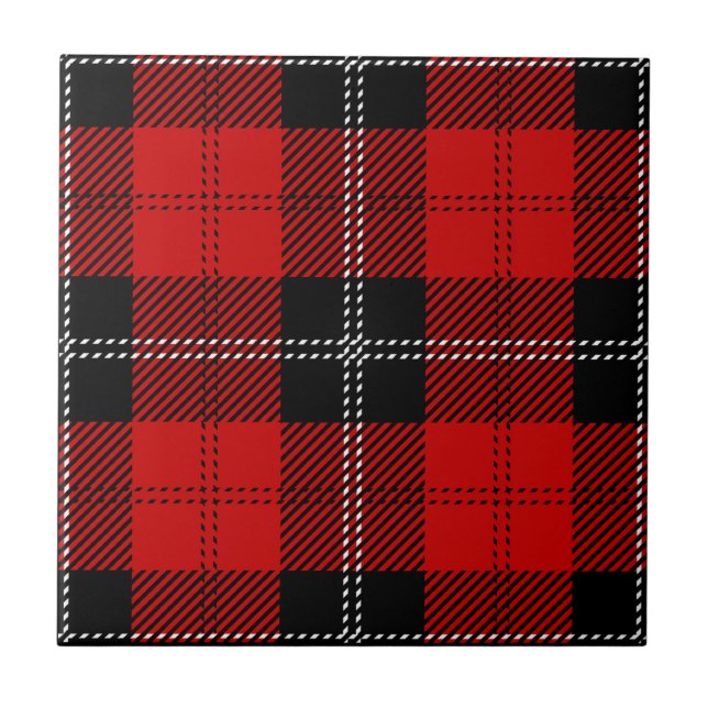 Carreau Tartan Rouge Et Noir Écossais (Devant)