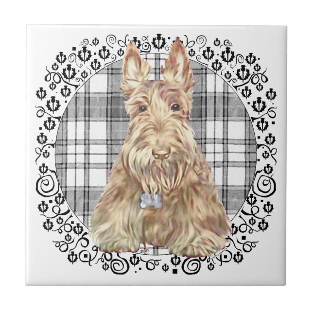 Carreau Tartan Scottie noir et blanc (Devant)
