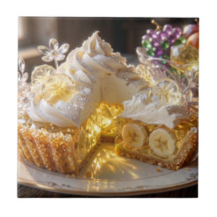 Carreau Tarte crémeuse à la banane en cristal étincelant 