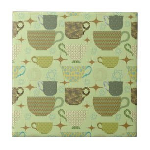 Carreau Tasse à thé sage moderne du milieu du siècle