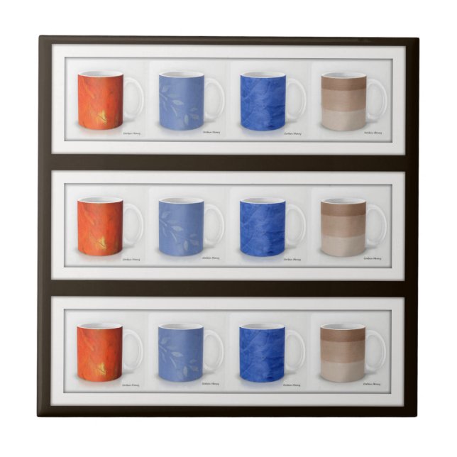 Carreau Tasses à café colorées encadrées (Devant)