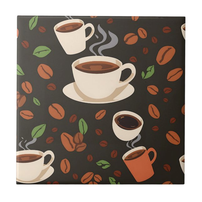 Carreau Tasses de café Grains Matin Motif (Devant)
