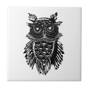 Carreau Tatouage de hibou Abstrait