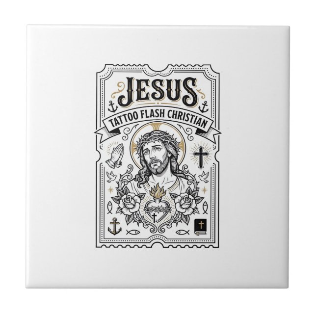Carreau Tatouage flash Jésus Christianisme Tatouage flash  (Devant)