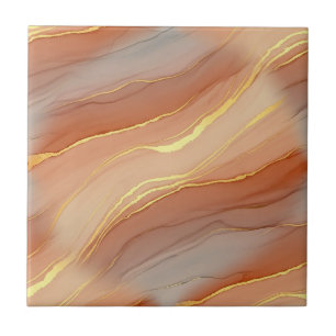 Carreau Taupe doux Marbre Orange Brûlé Or