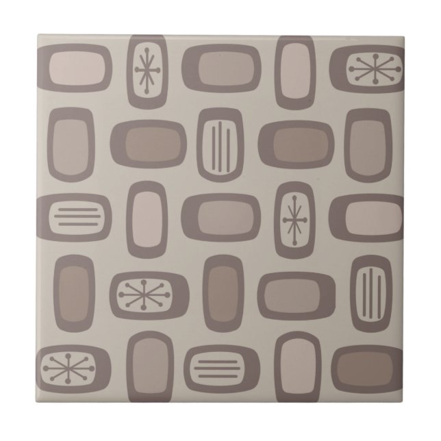 Carreau Taupe Rectangles arrondies MCM du milieu du siècle (Devant)