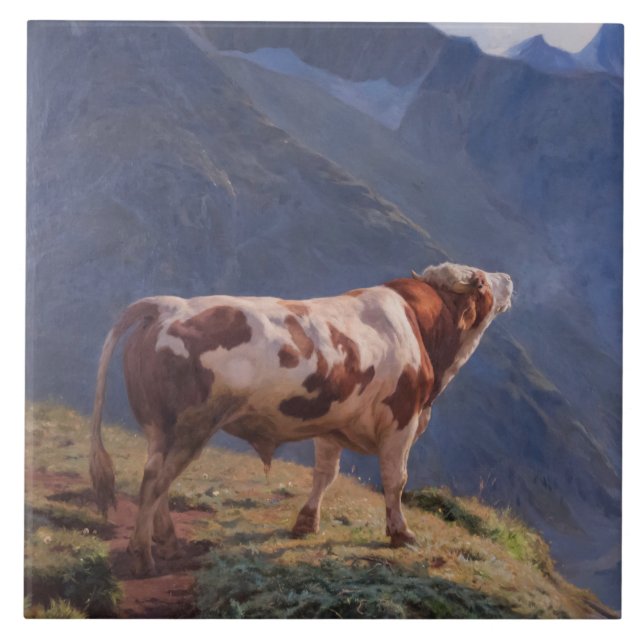 Carreau Taureau dans les Alpes (par Eugène Burnand) (Devant)