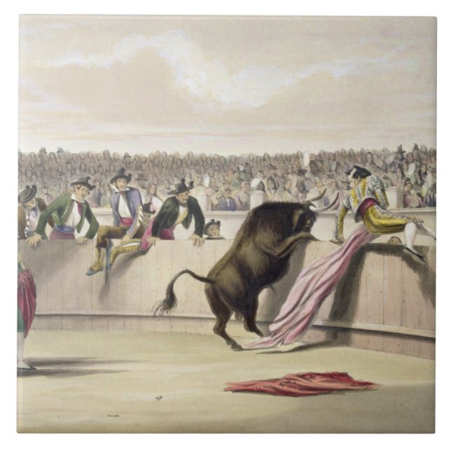 Carreau Taureau sautant les barrières, 1865 (litho de (Devant)