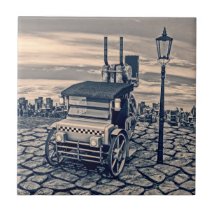 Carreau Taxi Cab Art Citadin Rétro Steampunk