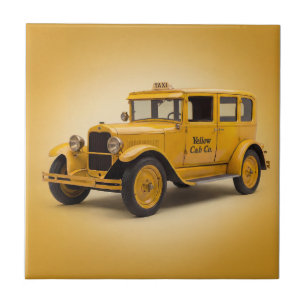 Carreau Taxi jaune des années 1920 sur fond jaune