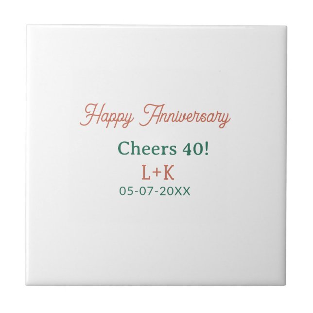 Carreau Tchin 40 joyeux anniversaire orange vert nom date (Devant)