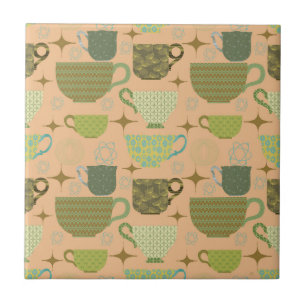 Carreau Teacup de corail moderne du milieu du siècle