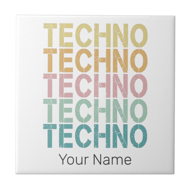 Carreau Techno House Retro Letting Electro Vintage Rave (Devant)