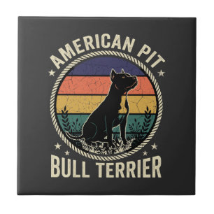 Carreau Teckkel Pit Bull Américain Vintage Sunset Rope
