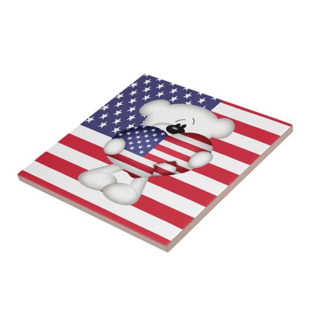 Carreau Teddy Bear et Big USA Flag Heart (Côté)