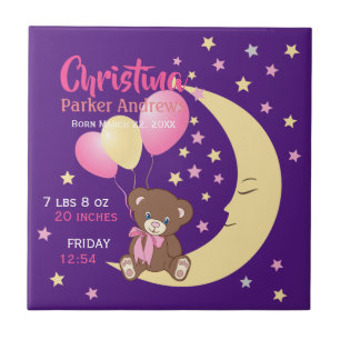 Carreau Teddy Bear Sitting on Moon Baby Birth Stats
