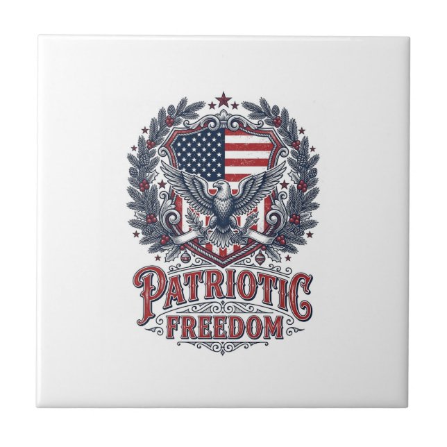 Carreau Tee-shirt graphique vectoriel de Noël patriotique (Devant)